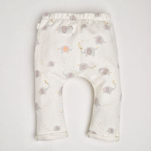 Pantalón de bebe niña elefantes blanco (0 a 12 meses)