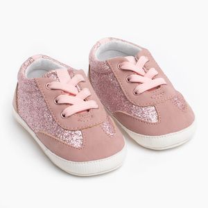 Zapatilla de bebe niña metalizada velcro rosado (14 a 18)