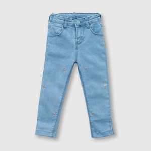 Jeans de niña heladitos bordados azul (3 meses a 3 años)