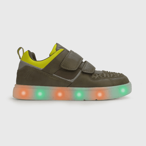 Zapatilla luces de niño con aplicación de dinosaurio verde (28 a 36)