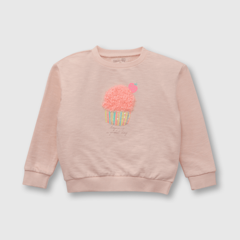 Polerón de niña cupcake rosado (3 meses a 3 años)