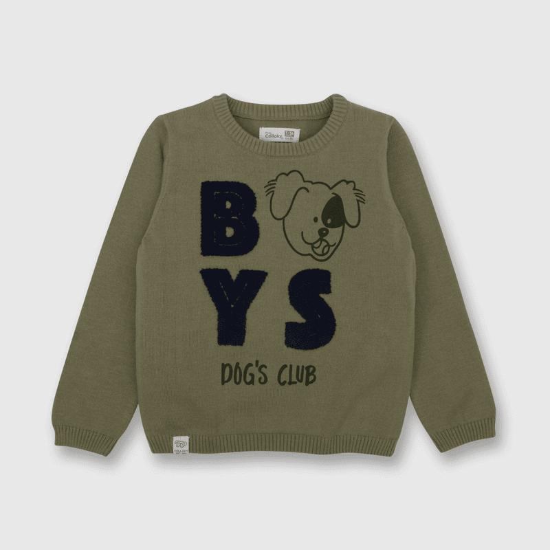 Sweater de niño perros verde (3 meses a 3 años)