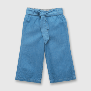 Jeans de niña ancho con lazo azul (3 meses a 3 años)