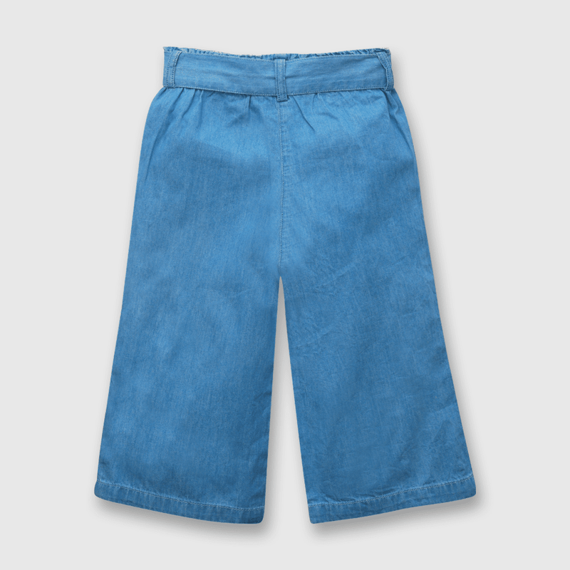 Jeans de niña ancho con lazo azul (3 meses a 3 años)