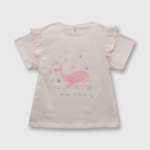 Polera de niña ballena rosado (3 meses a 3 años)