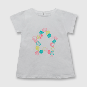 Polera de niña estrella de mar blanco (3 meses a 3 años)