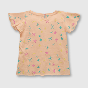 Polera de niña estrellitas naranjo (3 meses a 3 años)