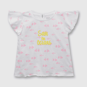 Polera de niña peces blanco (3 meses a 3 años)