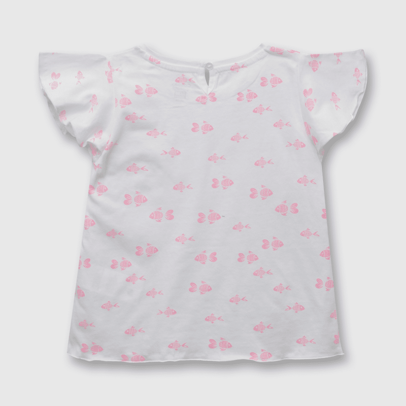 Polera de niña peces blanco (3 meses a 3 años)