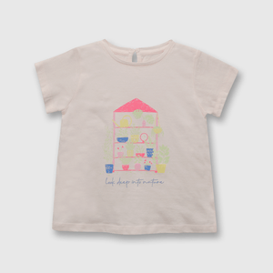Polera de niña plantas rosado (3 meses a 3 años)