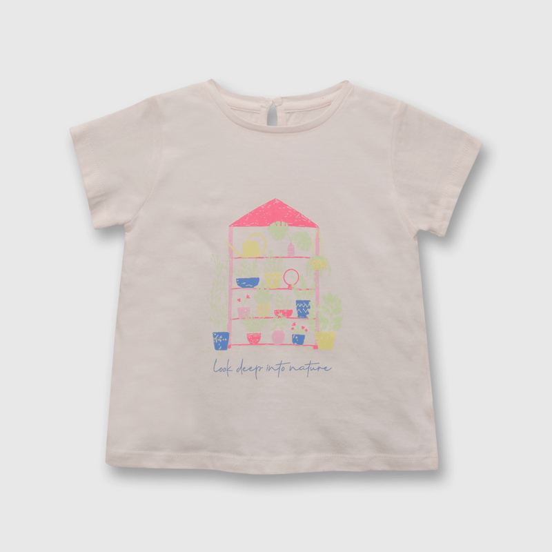 Polera de niña plantas rosado (3 meses a 3 años)