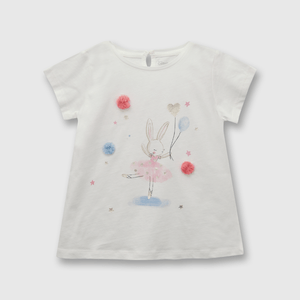 Polera de niña ratona blanco (3 meses a 3 años)