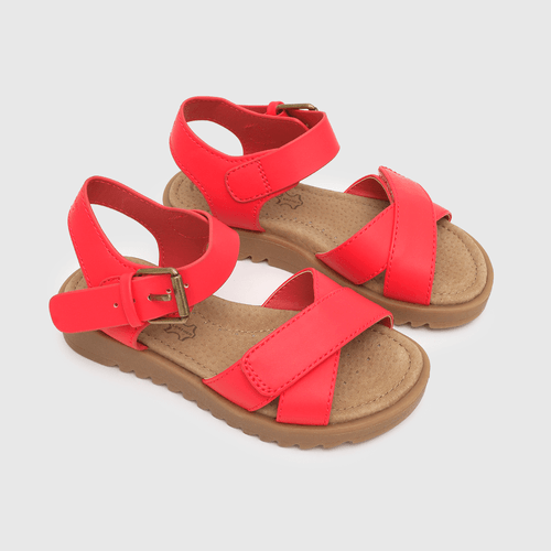 Sandalia de niña abierta con punta ajustable rojo (20 a 27)