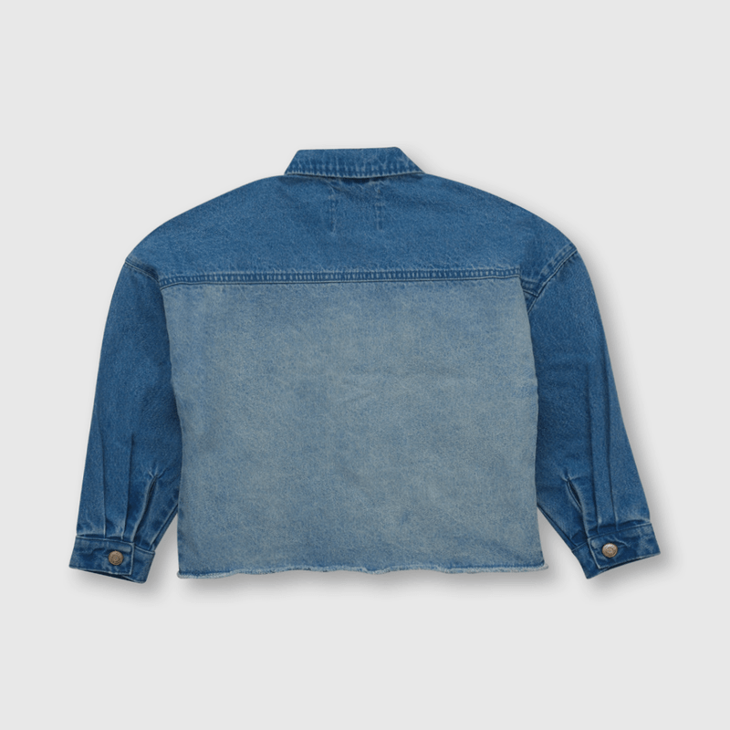Chaqueta de niña de jeans bicolor azul (2 años a 12 años)