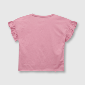Polera de niña con vuelo rosado (2 años a 12 años)