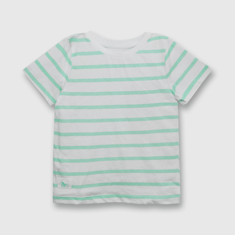 Polera de niño listada verde (3 meses a 3 años)
