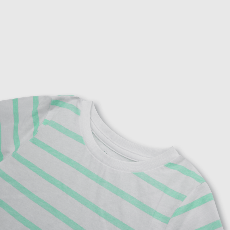 Polera de niño listada verde (3 meses a 3 años)