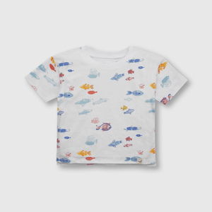 Polera de niño peces blanco (3 meses a 3 años)