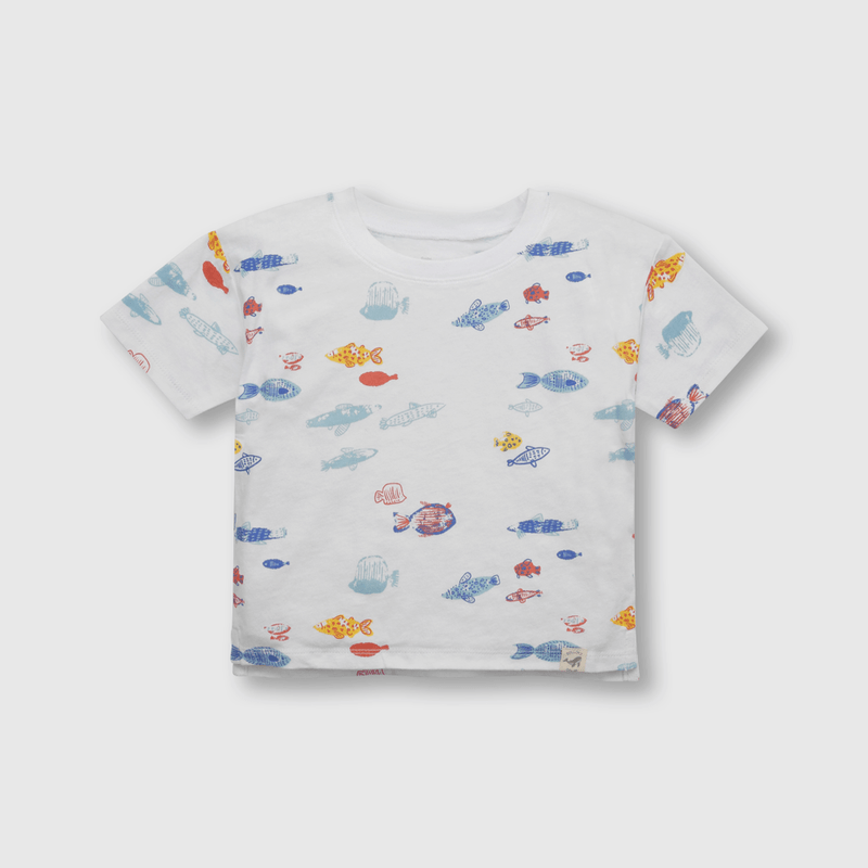 Polera de niño peces blanco (3 meses a 3 años)