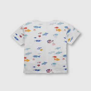 Polera de niño peces blanco (3 meses a 3 años)