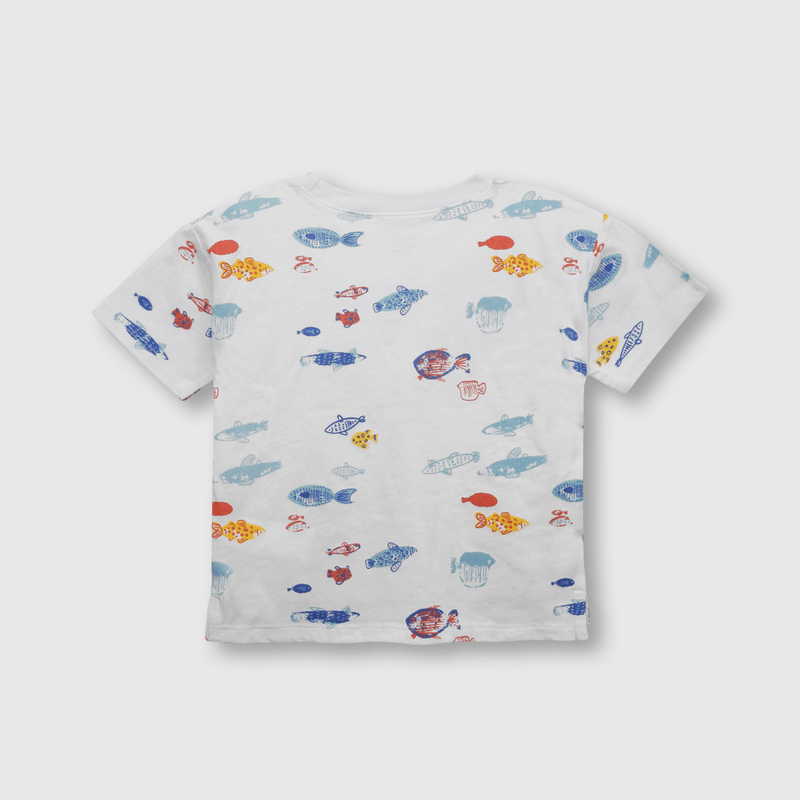 Polera de niño peces blanco (3 meses a 3 años)