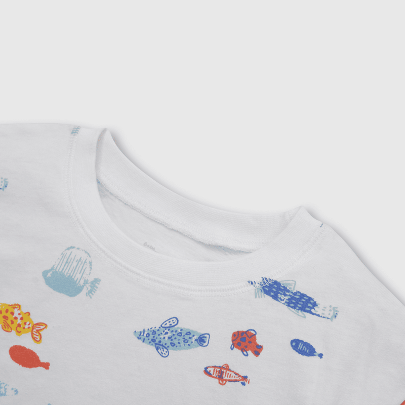 Polera de niño peces blanco (3 meses a 3 años)