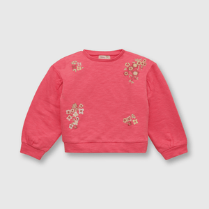 Polerón de niña con flores bordadas rosado (3 meses a 3 años)