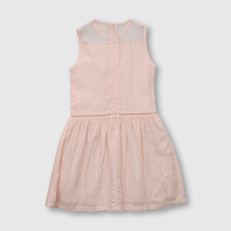 Vestido de niña ceremonia bordado rosado (2 años a 12 años)