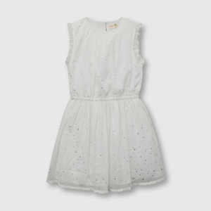 Vestido de niña ceremonia con estrellas blanco (2 años a 12 años)
