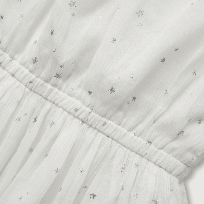 Vestido de niña ceremonia con estrellas blanco (2 años a 12 años)