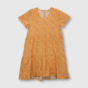 Vestido de niña floreado naranjo (2 años a 12 años)