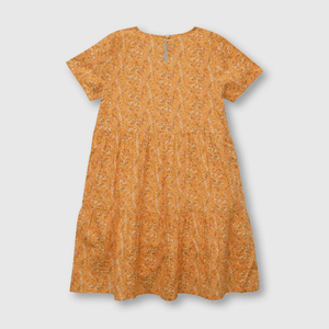 Vestido de niña floreado naranjo (2 años a 12 años)