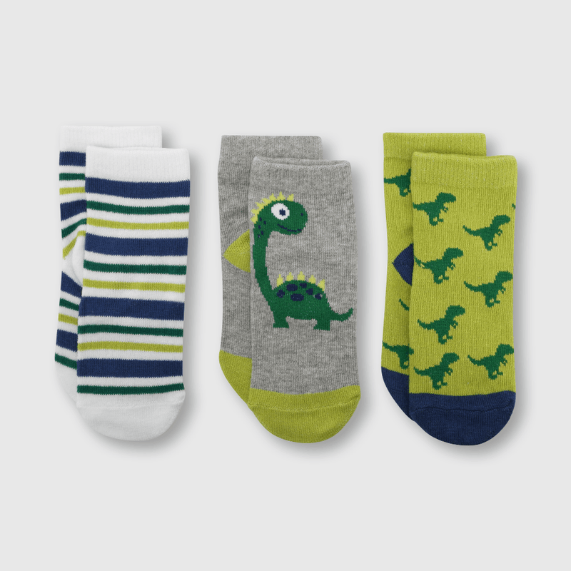 Calcetin de niño 3 pack dinosaurio gris (talla calzado: 14 a 25)