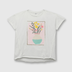 Polera de mujer con flores blanco (S a L)