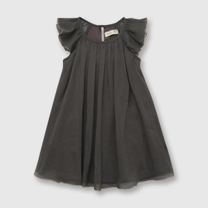 Vestido de niña ceremonia con plisado gris oscuro (3 meses a 3 años)