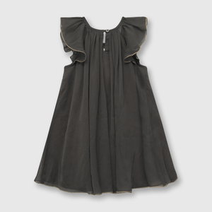 Vestido de niña ceremonia con plisado gris oscuro (3 meses a 3 años)