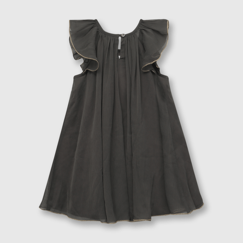 Vestido de niña ceremonia con plisado gris oscuro (3 meses a 3 años)