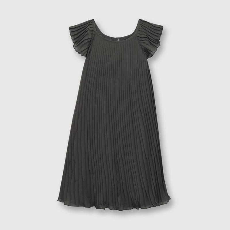Vestido de niña ceremonia plisado gris oscuro (2 años a 12 años)