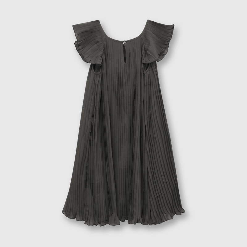 Vestido de niña ceremonia plisado gris oscuro (2 años a 12 años)