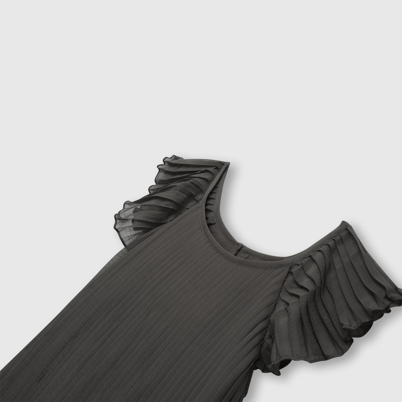 Vestido de niña ceremonia plisado gris oscuro (2 años a 12 años)