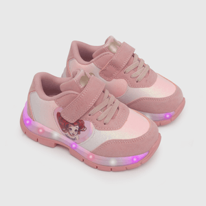 Zapatilla con luces de La Sirenita para niña rosado (20 a 27)