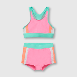 Bikini de niña deportivo con filtro UV rosado (2 años a 12 años)