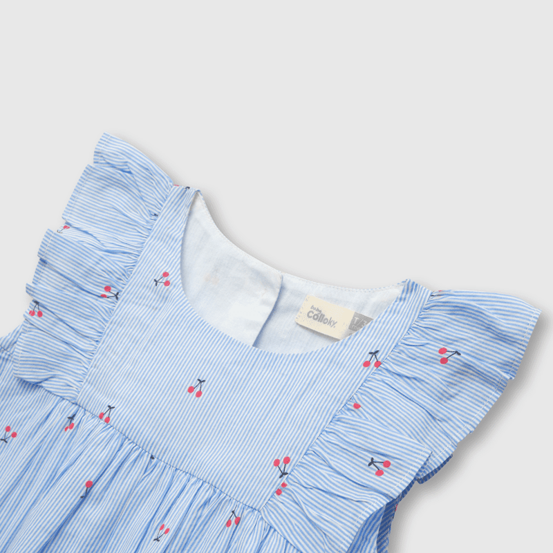 Vestido de niña listado blanco (3 meses a 3 años)