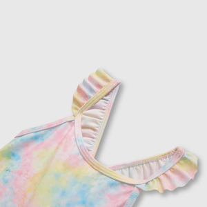 Traje de baño de niña teñido colores con filtro UV rosado (3 meses a 3 años)