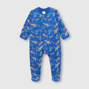 Pijama de bebé niño de franela enterito planetas azul (0 a 24 meses)