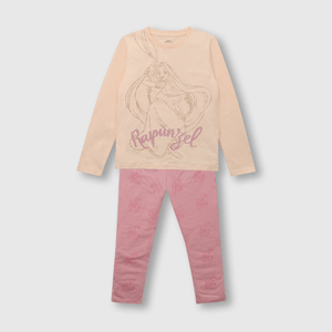 Pijama de niña de algodón princesa rosado (2 a 12 años)