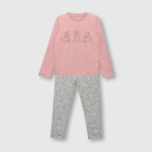 Pijama de niña de algodón Tambor rosado (2 a 12 años)