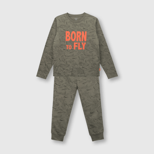 Pijama de niño de algodón aviones verde (2 a 12 años)
