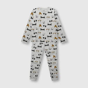 Pijama de niño de algodón perros gris (2 a 12 años)
