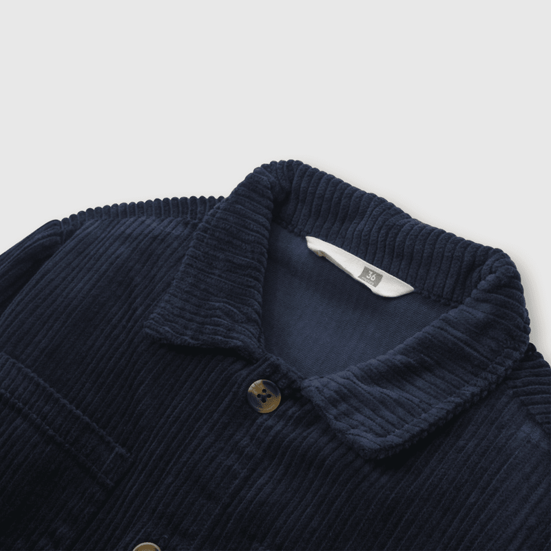 Camisa de bebé niño de cotele azul (3 a 36 meses)